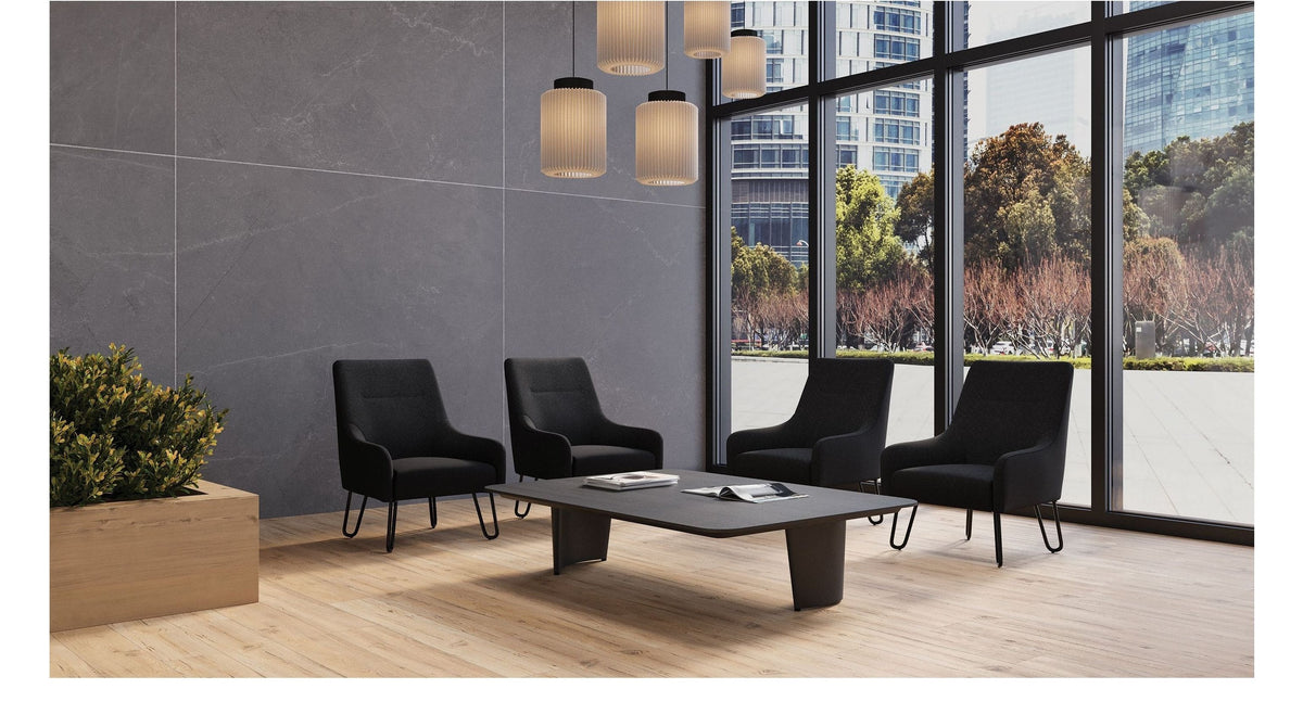 Oslo Fabric Reception Chair in black, view 6