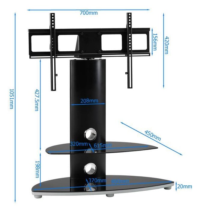 Osmium TV Stand with Swivel Bracket, 800mm wide, view 3