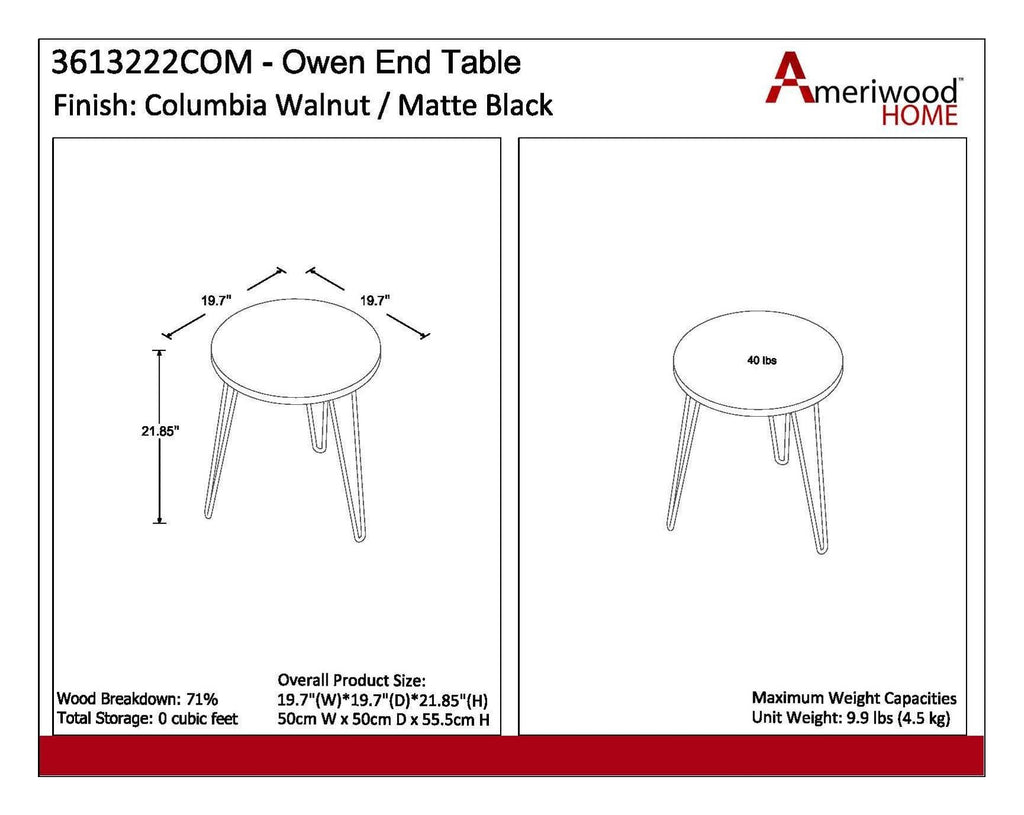 Owen Round End Table, view 14