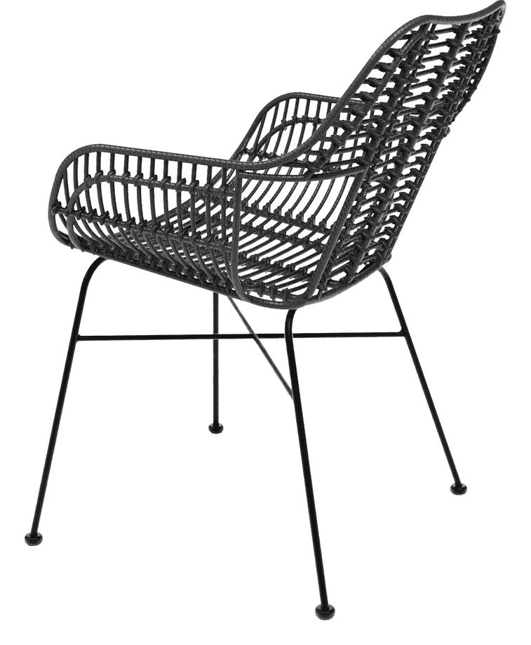 Palm Stacking Arm Chair in Black, from the back