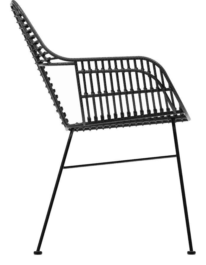 Palm Stacking Arm Chair in Black, from the side