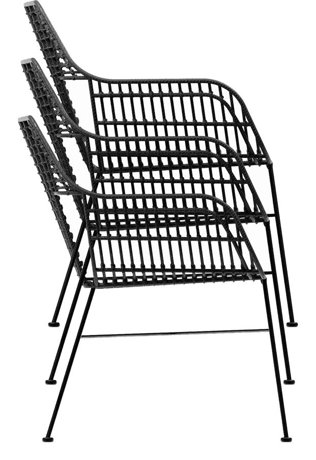Palm Stacking Arm Chairs in Black, stacked