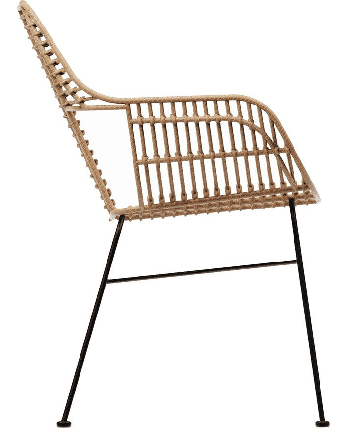 Palm Stacking Arm Chair in Natural, from the side