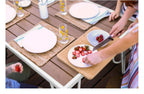 Paulette Outdoor/Indoor 5' Table And Bench Set- Metal Frame Resin Wood Effect Top, view 5