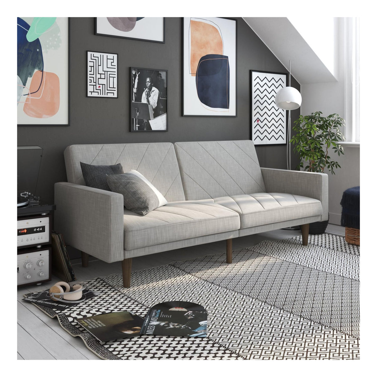 Paxson Sofa Bed With Wooden Feet Linen, view 20