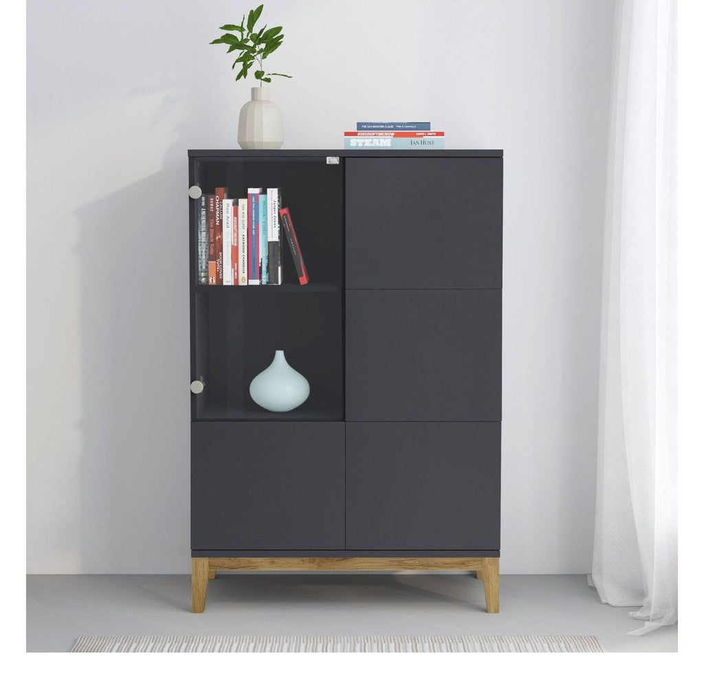 Pelle Highboard 1 Glass Door 2 Wood Door, view 10