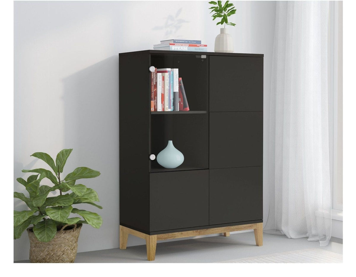 Pelle Highboard 1 Glass Door 2 Wood Door, view 11
