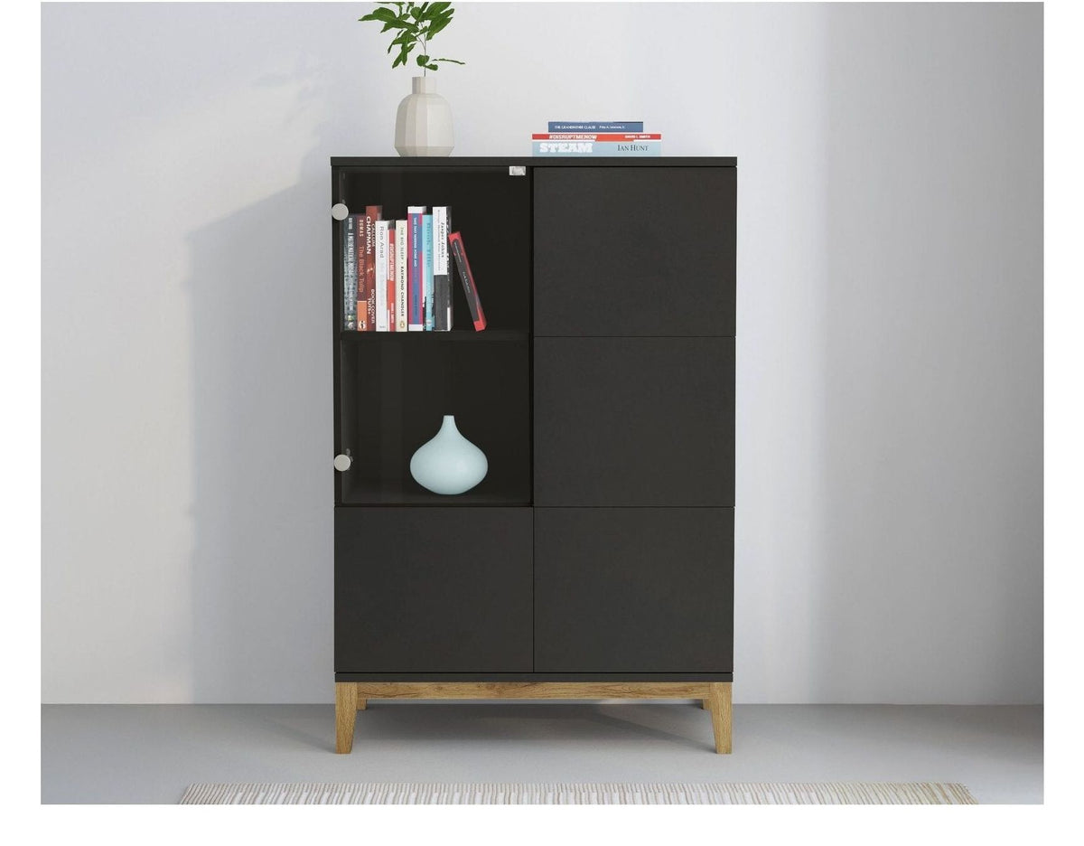 Pelle Highboard 1 Glass Door 2 Wood Door, view 12