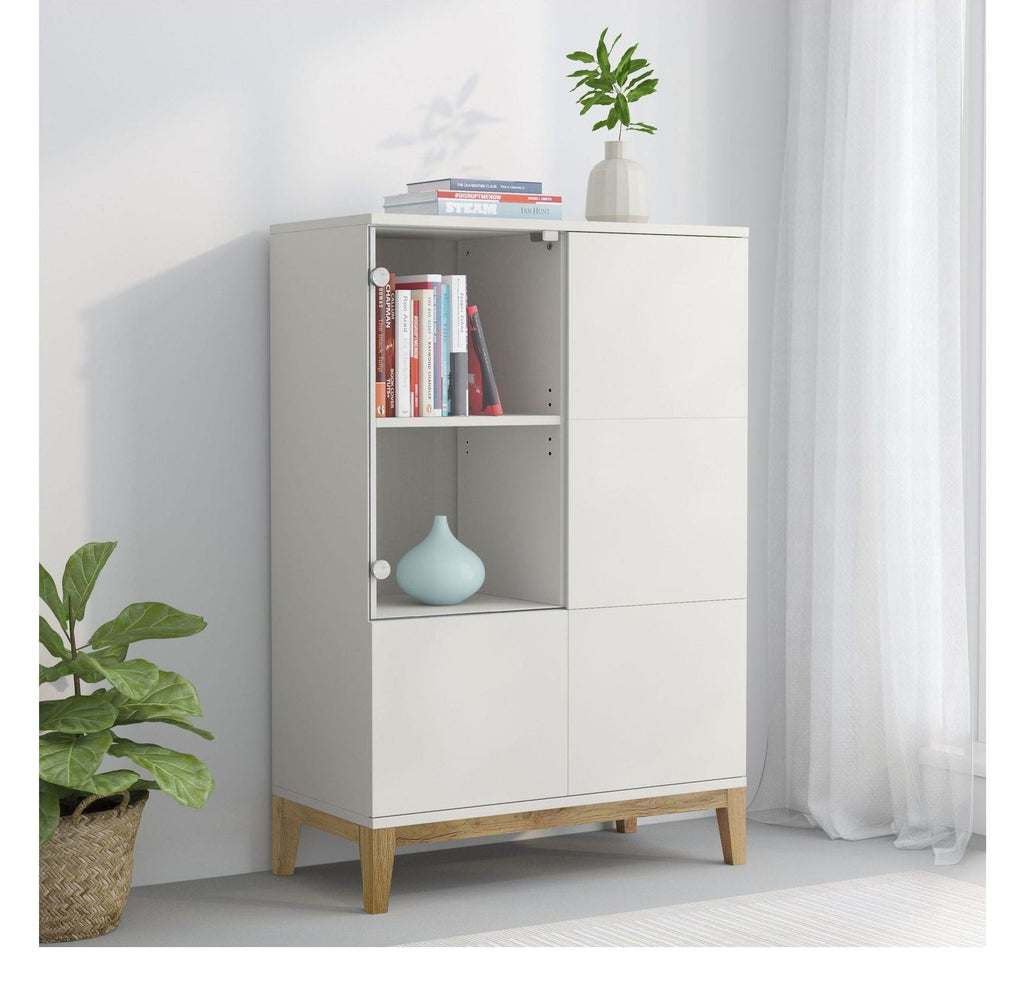 Pelle Highboard 1 Glass Door 2 Wood Door, view 14