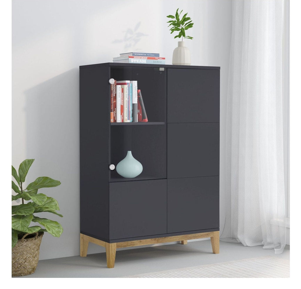 Pelle Highboard 1 Glass Door 2 Wood Door, view 3