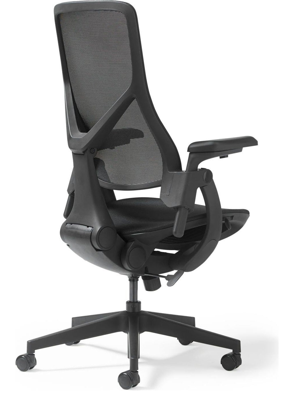 Pivot High Back Mesh Chair in black from the back