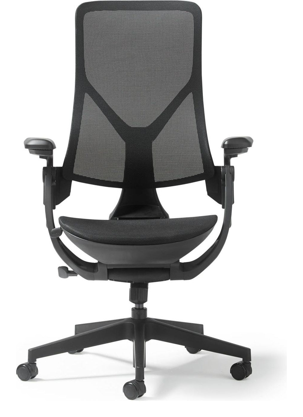 Pivot High Back Mesh Chair in black from the front