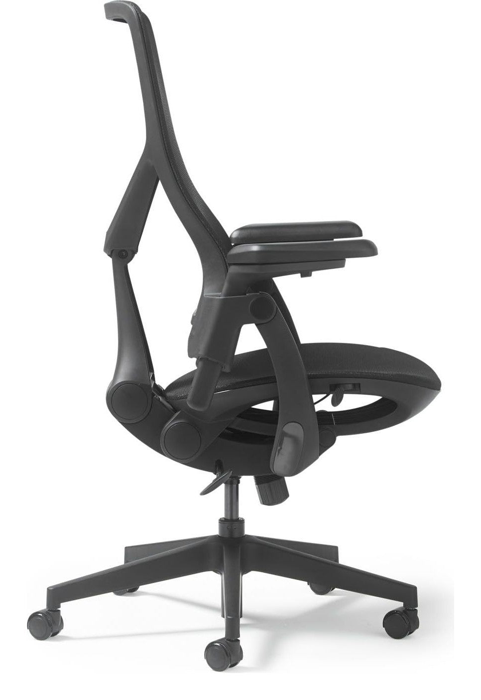 Pivot High Back Mesh Chair in black from the side
