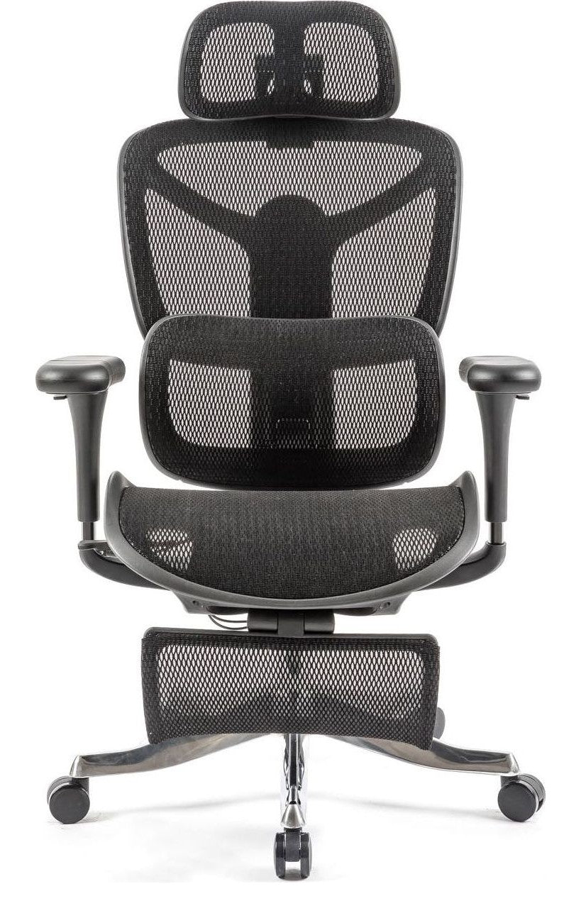 Poise Ergonomic Mesh Chair with Footrest in black from the front