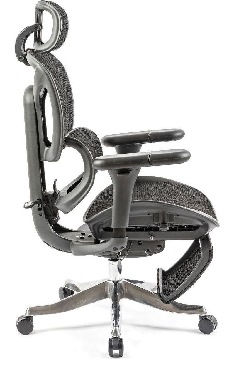 Poise Ergonomic Mesh Chair with Footrest in black from the side