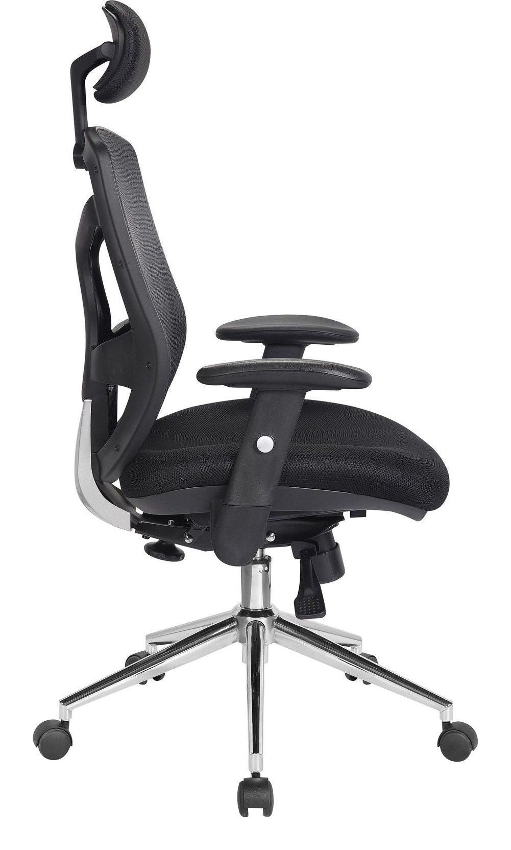 Polaris High Back Mesh Executive Chair with Headrest in black, view 2