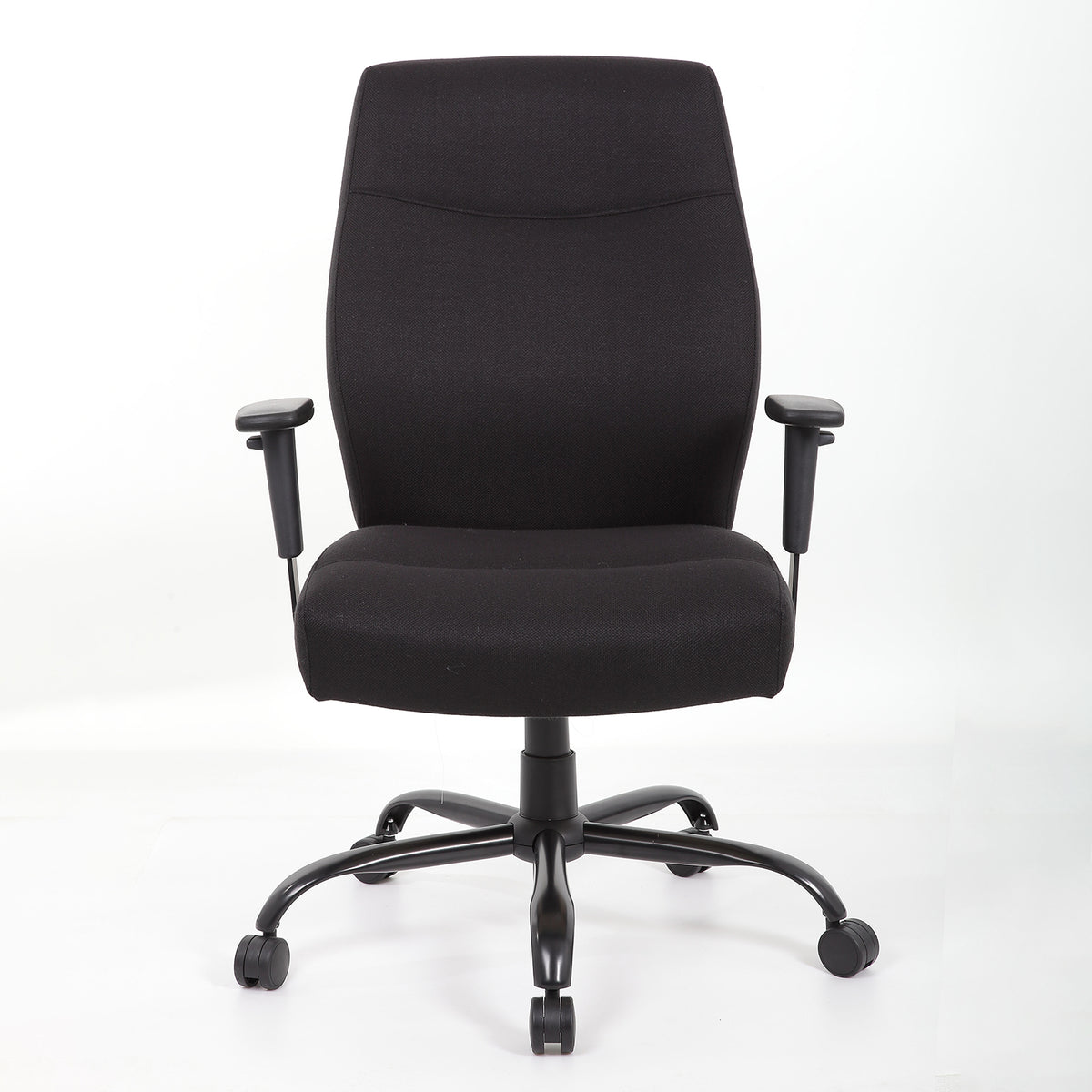 Porter Heavy Duty Fabric Operator Chair in black from the front