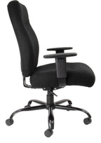 Porter Heavy Duty Fabric Operator Chair in black from the side