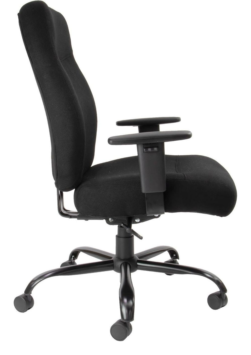 Porter Heavy Duty Fabric Operator Chair in black from the side