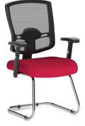 Portland Bespoke Mesh Back Cantilever Visitor Chair, cherry