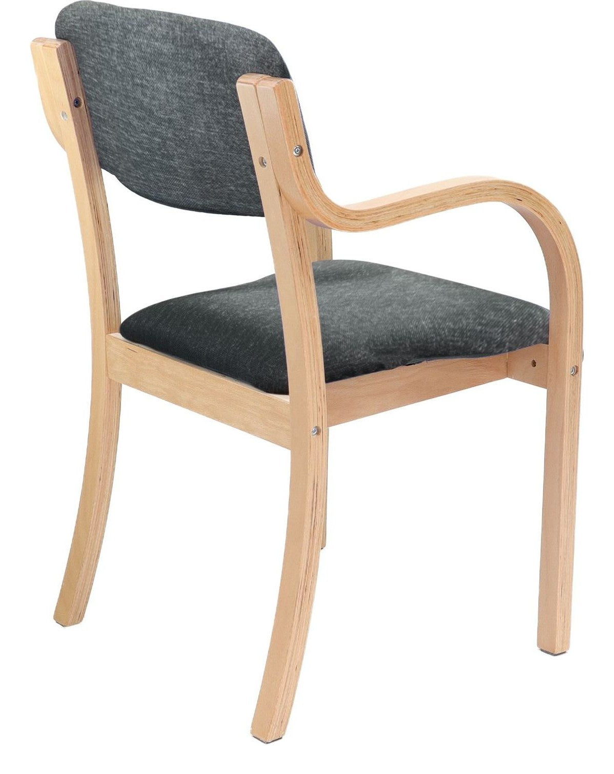 Prague Wooden Frame Visitor Chair in charcoal, fixed arms from the back