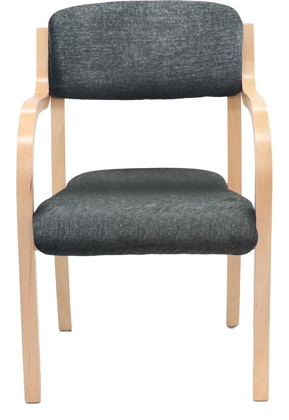 Prague Wooden Frame Visitor Chair in charcoal, fixed arms from the front