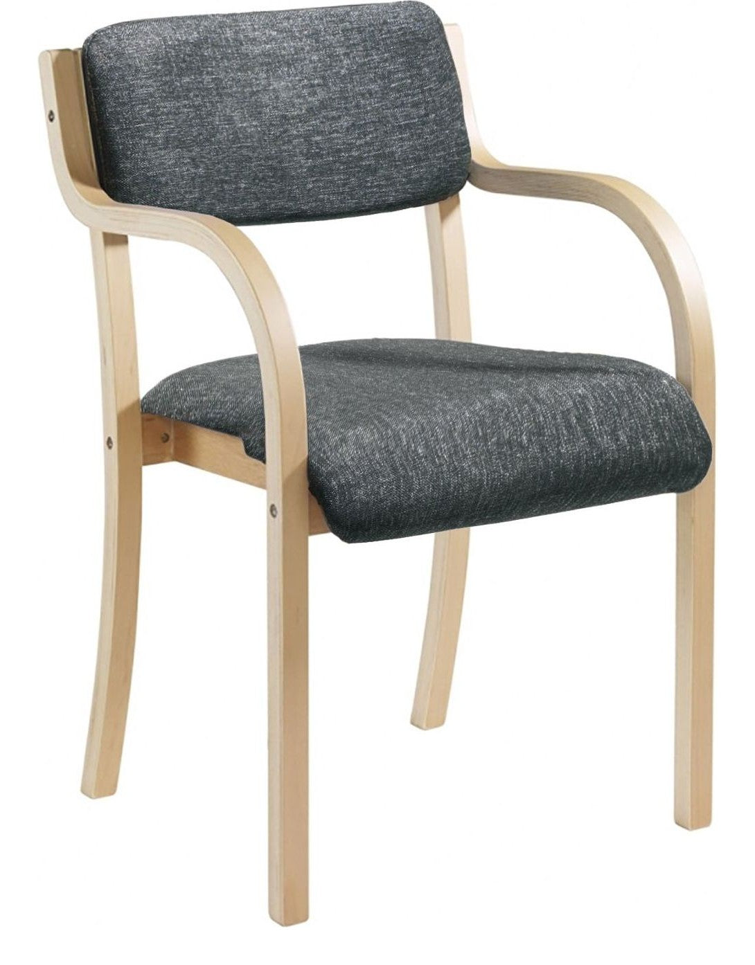 Prague Wooden Frame Visitor Chair in charcoal, fixed arms