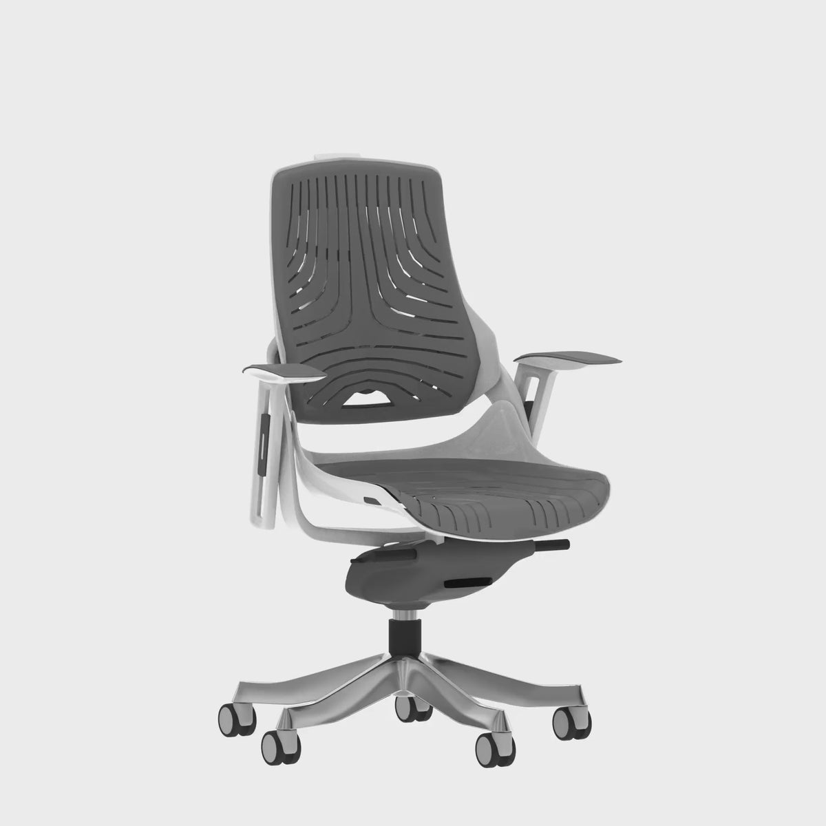 Zure High Back Elastomer Executive Chair in elastomer gel grey, 360 degree spin