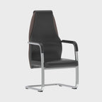Mien High Back Leather Cantilever Visitor Chair in black & mink, 360 degree spin