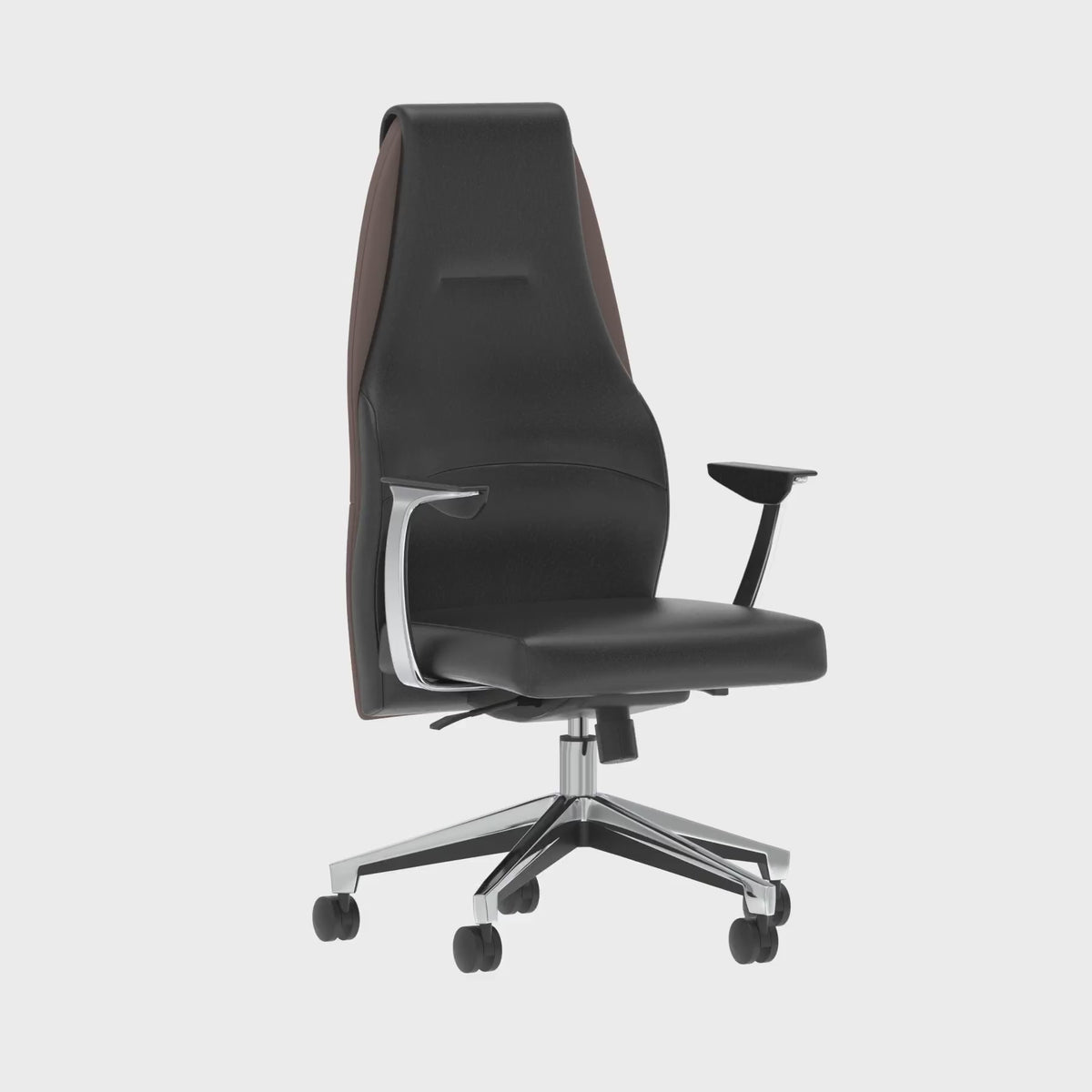 Mien High Back Leather Executive Chair in black & mink, 360 degree spin