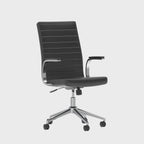 Ezra Medium Back Leather Executive Chair in black leather, 360 degree spin