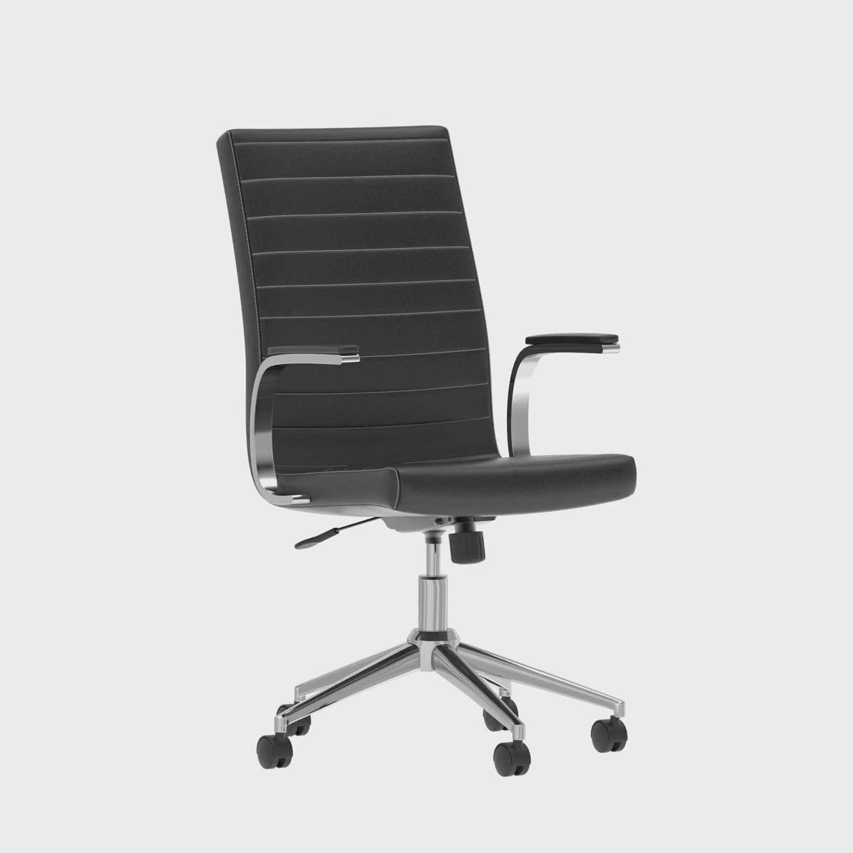 Ezra Medium Back Leather Executive Chair in black leather, 360 degree spin