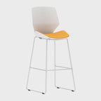 Florence Bespoke Fabric Seat High Stool Chair in yellow, 360 degree spin