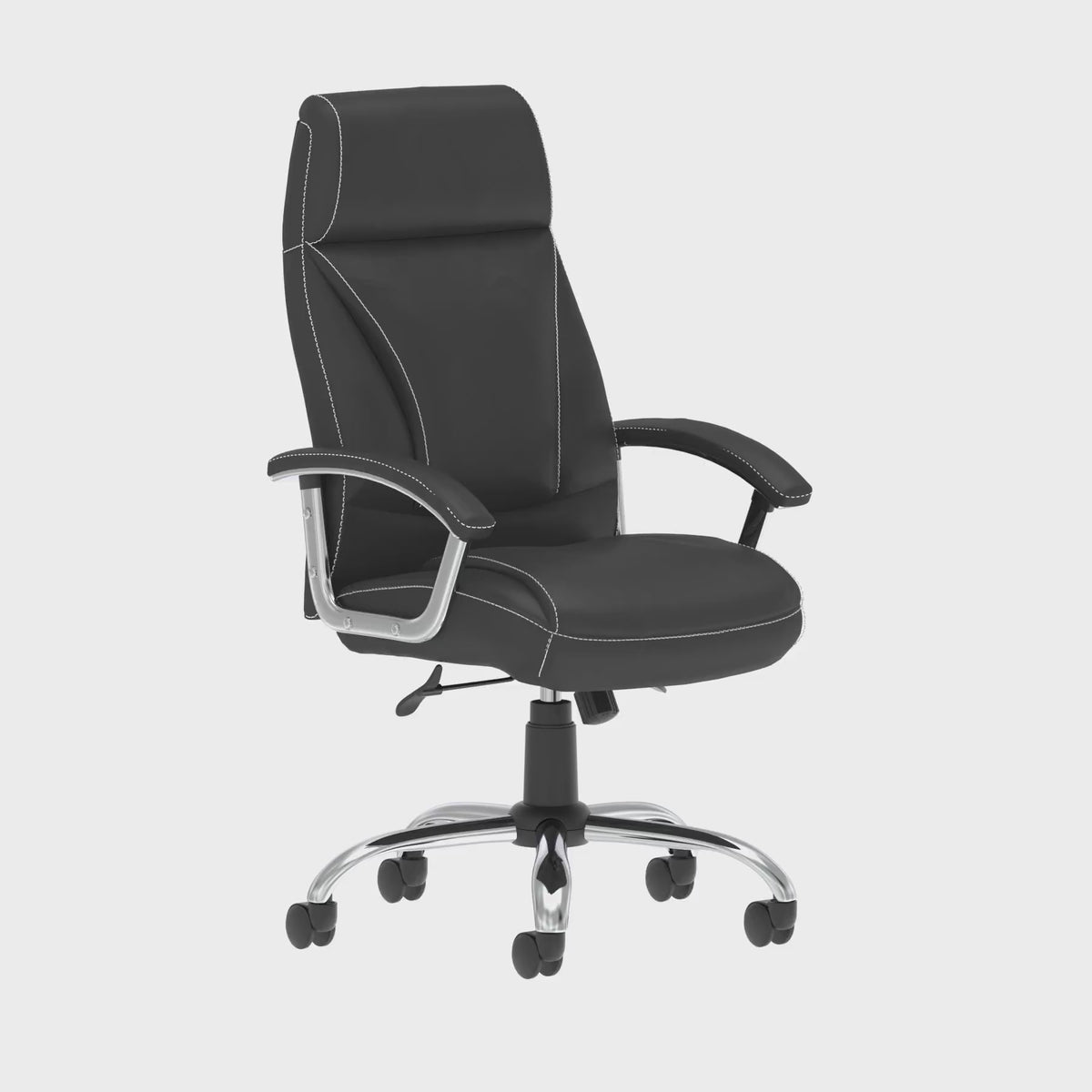 Penza High Back Executive Leather Chair in black leather, 360 degree spin