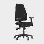 Esme High Back Task Operator Chair in black fabric, 360 degree spin