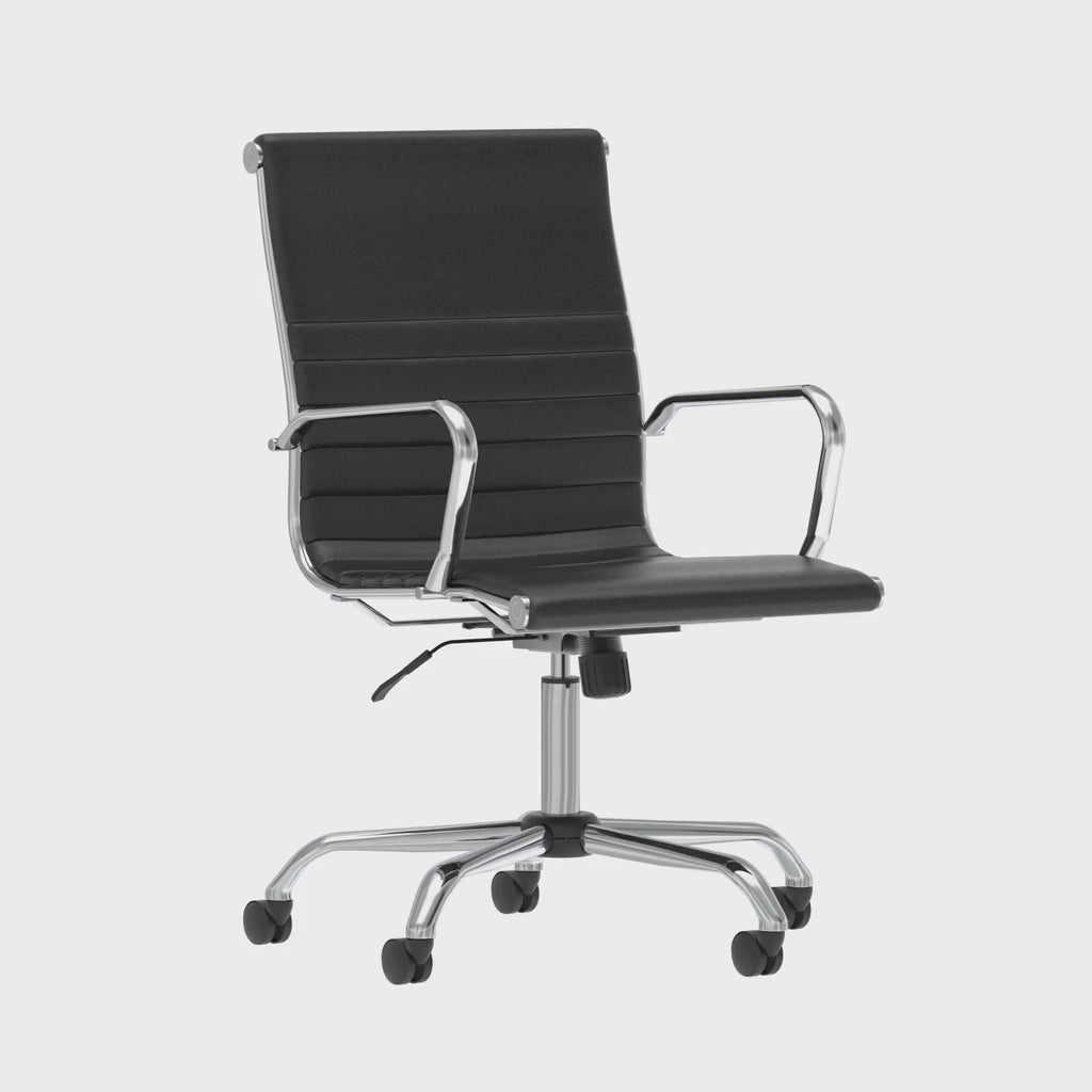 Nola Leather Executive Chair in black leather, 360 degree spin
