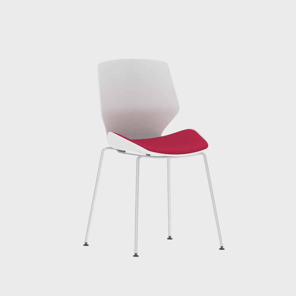 Florence Bespoke Fabric Seat Visitor Chair in cherry, 360 degree spin