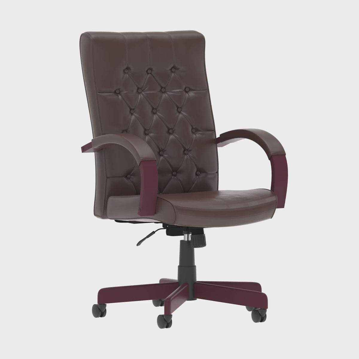 Chesterfield High Back Leather Executive Chair in brown, 360 degree spin