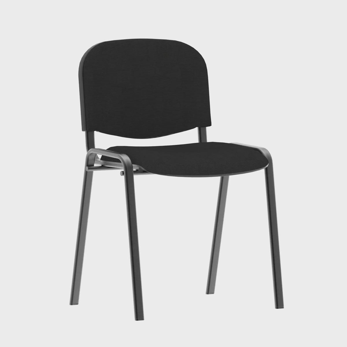 ISO Fabric Stacking Visitor Chair in black fabric, 360 degree spin