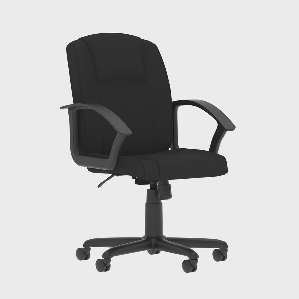 Bella Medium Back Fabric Executive Chair in black fabric, 360 degree spin