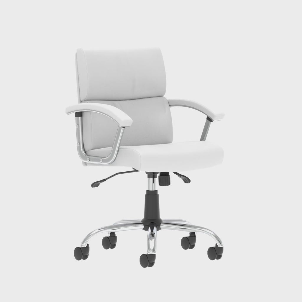 Desire Medium Back Leather Executive Chair in white, 360 degree spin