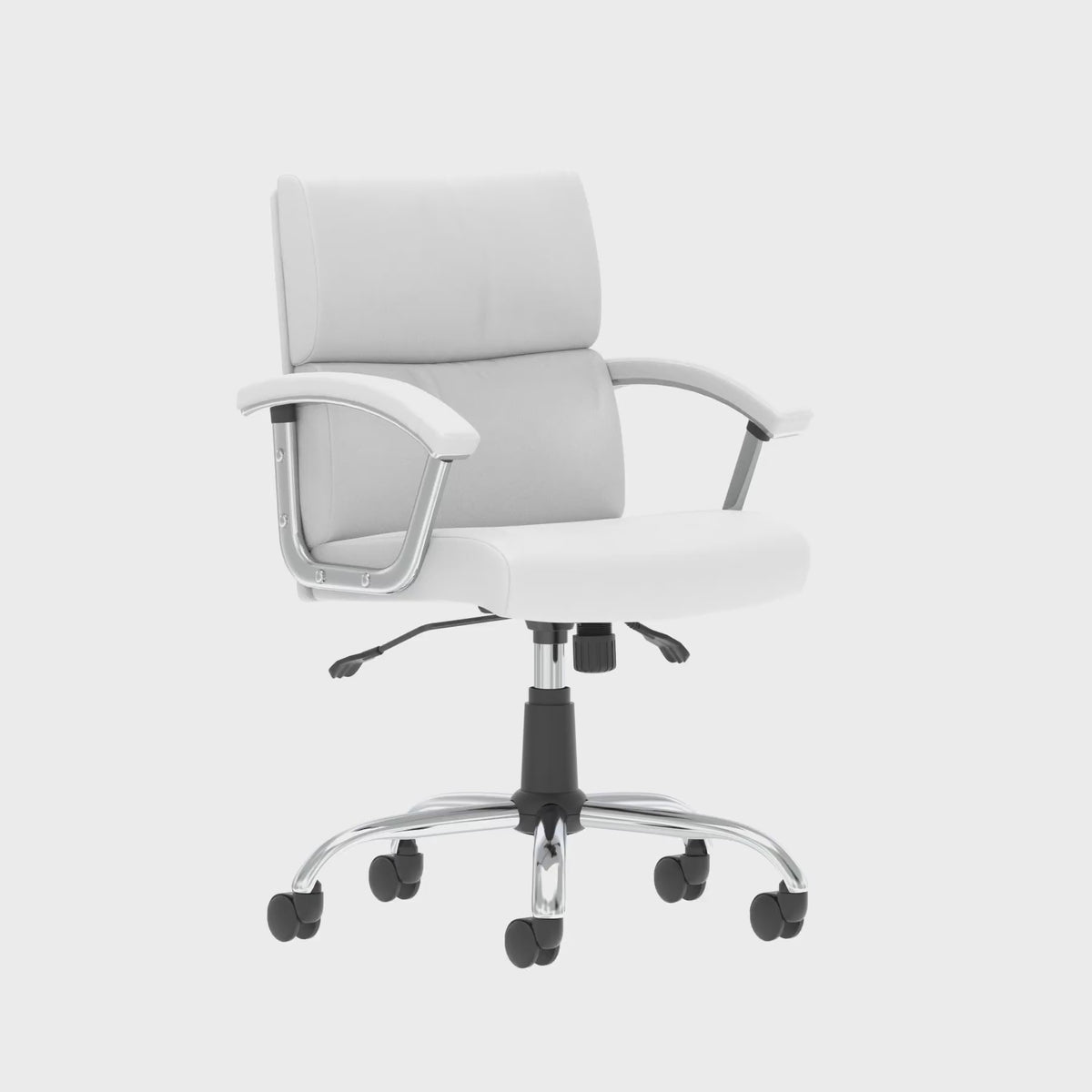 Desire Medium Back Leather Executive Chair in white, 360 degree spin