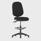 Eclipse Plus II Fabric Task Operator Chair with Hi Rise Draughtsman Kit in black fabric, 360 degree spin