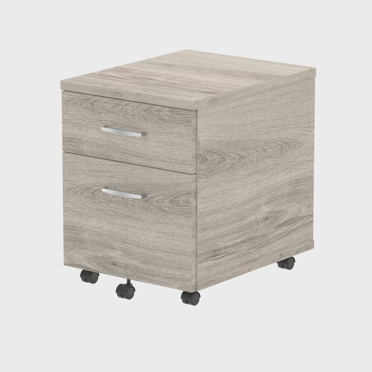 Impulse Mobile Pedestal in grey oak, 360 degree spin