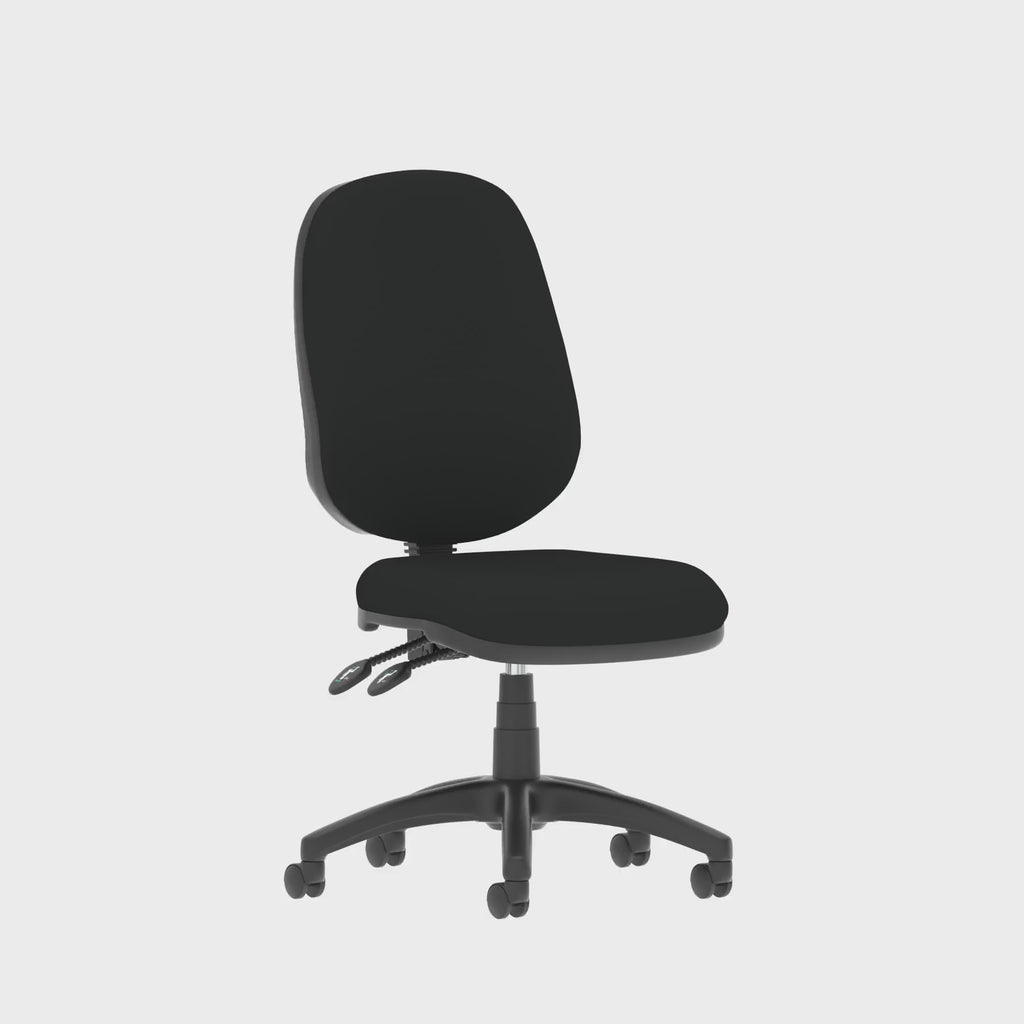 Eclipse Plus II Medium Back Fabric Task Operator Chair in black fabric, 360 degree spin