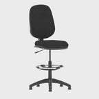 Eclipse Plus I Medium Back Task Operator Chair with Hi Rise Draughtsman Kit in black fabric, 360 degree spin