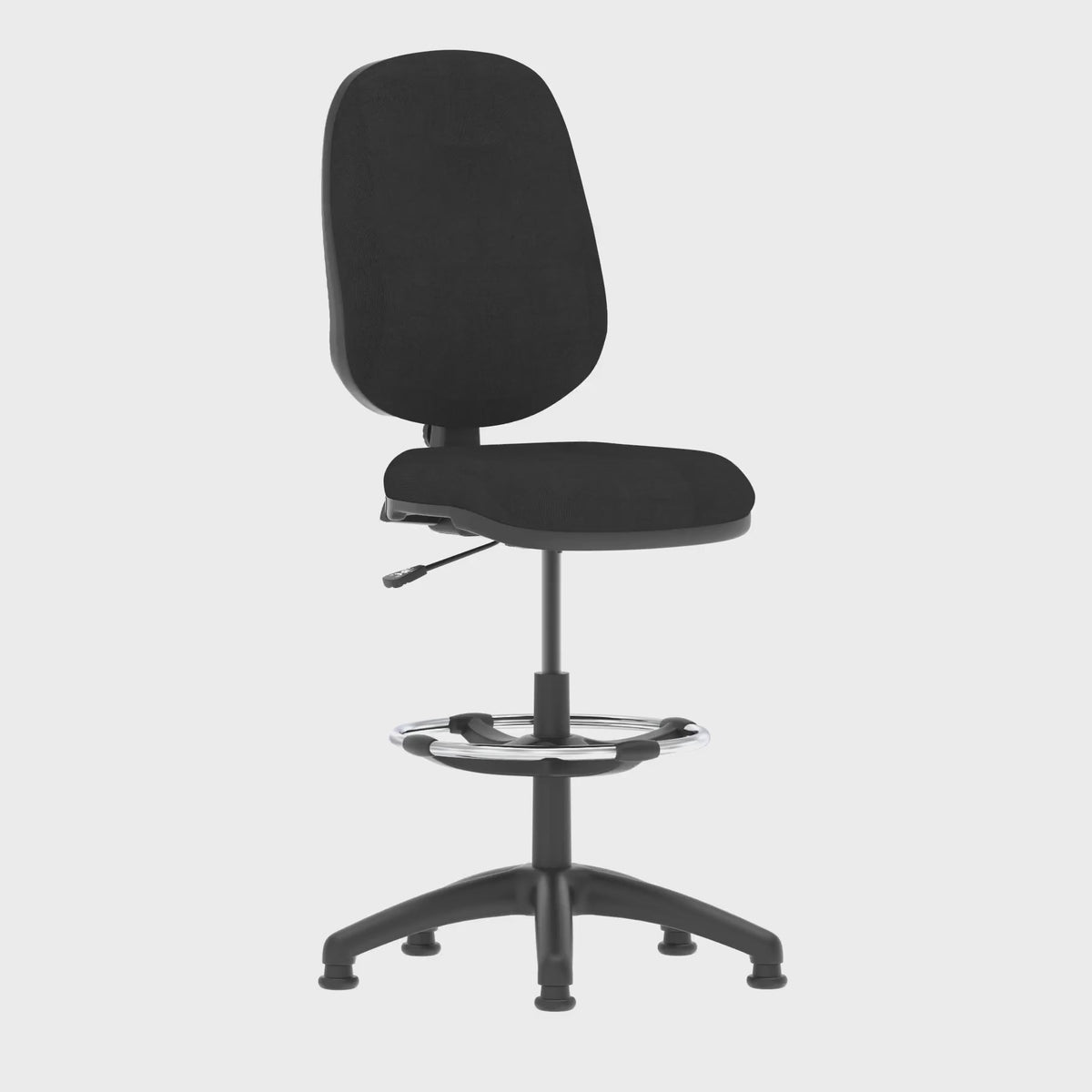 Eclipse Plus I Medium Back Task Operator Chair with Hi Rise Draughtsman Kit in black fabric, 360 degree spin