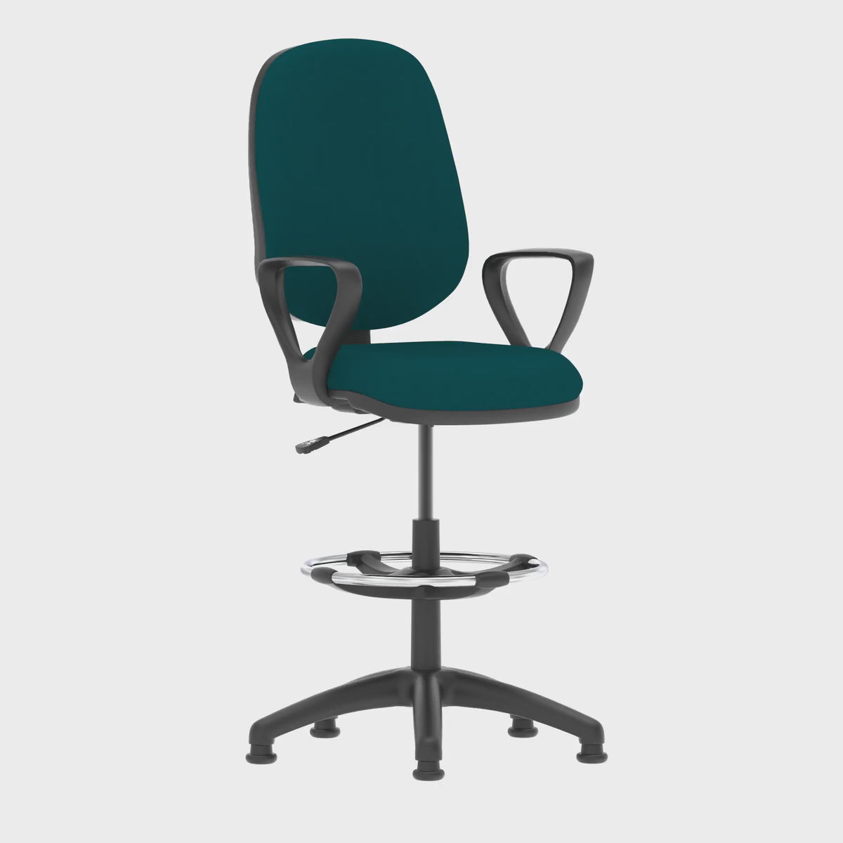 Eclipse Plus I Bespoke Medium Back Task Operator Chair with Hi Rise Draughtsman Kit in teal, 360 degree spin