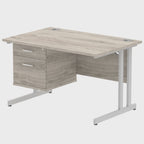 Impulse Straight Desk with Cantilever Legs and Fixed Pedestal, 360 degree spin