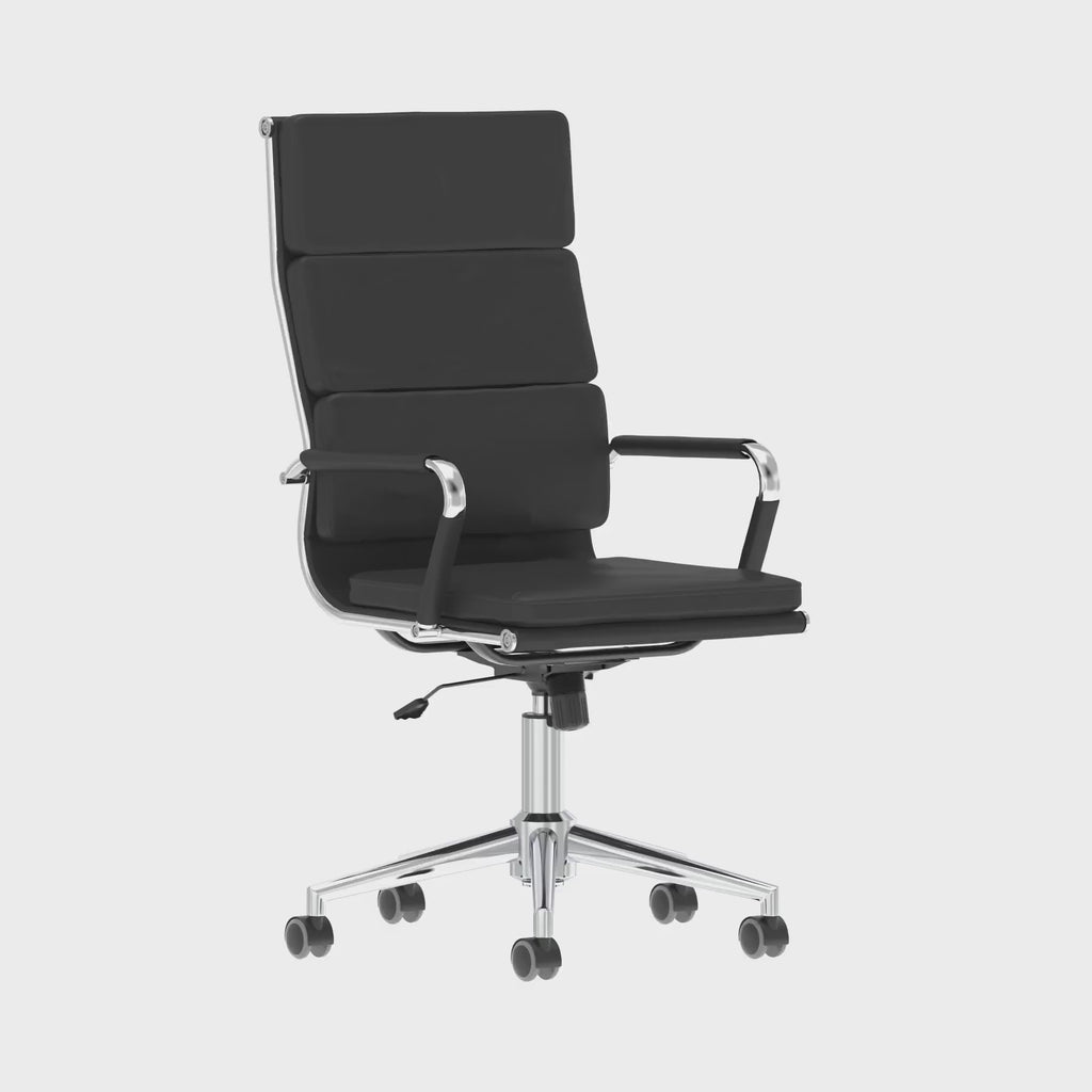 Hawkes High Back Leather Executive Chair, 360 degree spin